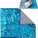 Weighted Lap Pad  5lbs Sensory Lap pad with Easy to Maneuver Sequins  Ideal for Kids Sensory Play (Blue and Silver) (18*22 Inch 5 Pound)