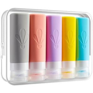 INSFIT Travel Bottles for Toiletries, TSA Approved 3oz Travel Size Containers, BPA Free Leak Proof Squeezable Silicone Tubes for Shampoo Conditioner Lotion Soap with Labels