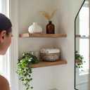 PERFNIQUE 36 Inch Floating Shelves Set of 2, Solid Elm Wood Rustic Live Edge Wall Decor Shelves - Invisible Bracket Mount for Living Room, Kitchen, Bathroom, Natural.