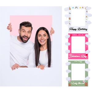 32 x 24 inch Blank Photo Booth Props DIY Happy Birthday Party Supplies Writable Picture Frame with Speech Bubble Signs Photo Booth Props for Valentine's Day Wedding Birthday Baby Shower Party Favors