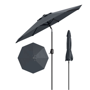 9FT Outdoor Patio Umbrella Outdoor pool Umbrella with Push Button Tilt and Crank, Market Umbrella 8 Sturdy Ribs UV Protection for Garden, Deck, Backyard (Black) 