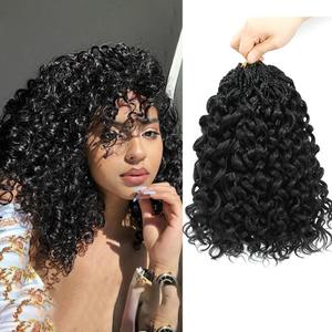 Pre looped Gogo Curl Crochet Hair 10 Inch 8 Packs Pre twisted Short Curly Crochet Hair for Black Women Ocean Wave Braiding Hair Water Wave Deep Braiding Hair (10 inch 1B)