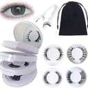 Giana Magnetic Eyelashes with Applicator, Magnetic Eyelashes Natural Look, 4 Pairs No Glue Needed Reusable and Easy to Wear and Remove