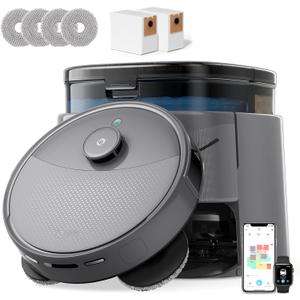 Lefant Robot Vacuum and Mop, 20000Pa Suction, Self Emptying, Auto Mop Washing & Drying for Hands-Free, Anti-Tangle Brushes, Dual Spinning Mop for Pet Hair Dust, Wi-Fi/App/Alexa/iWatch Control, M3 Max