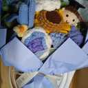 Crochet Graduation Flower Bouquet, Sunflower Rose Tulip, Blue