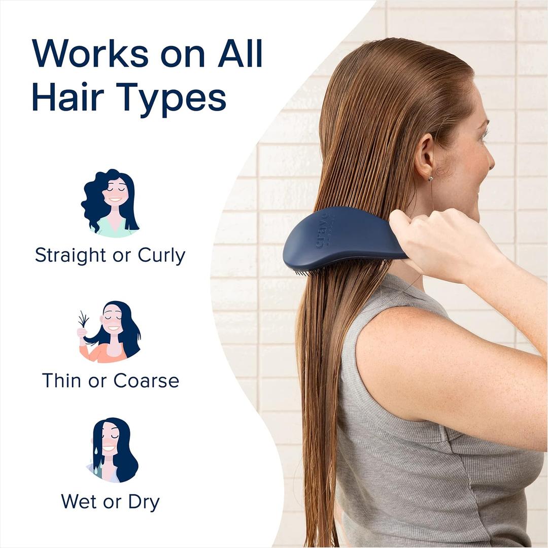 Crave Naturals Glide Thru Detangling Brush for Adults and Kids - Detangler Brush for Curly or Straight, Wet or Dry Hair - Gentle on Tangles Hair Comb - 7.5x3-Inch, (Pack of 2)