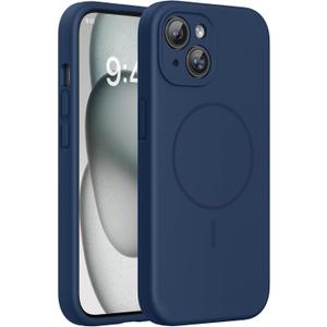 Miracase Magnetic for iPhone 15 Plus Case, [Soft Anti-Scratch Microfiber Lining], Compatible with MagSafe, Liquid Silicone Shockproof Drop Protection Phone Case for 15 Plus, Dark Blue