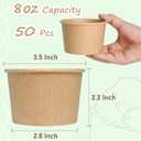 ESSENTIAL Paper Ice Cream Cups, 50pcs 8oz Disposable Dessert Bowls for Hot or Cold Food, Lids Not Included, Paper Snack Containers for Sundae, Frozen Yogurt, Soup (Brown)
