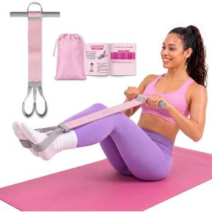 Daximo Multifunction Pedal Resistance Band with Handle, Break-Resistant High-Resilience Fabric Foot Pedal Resistance Band, Waist & Abs Full-Body Workout Band for Moms, Beginners & Home Fitness