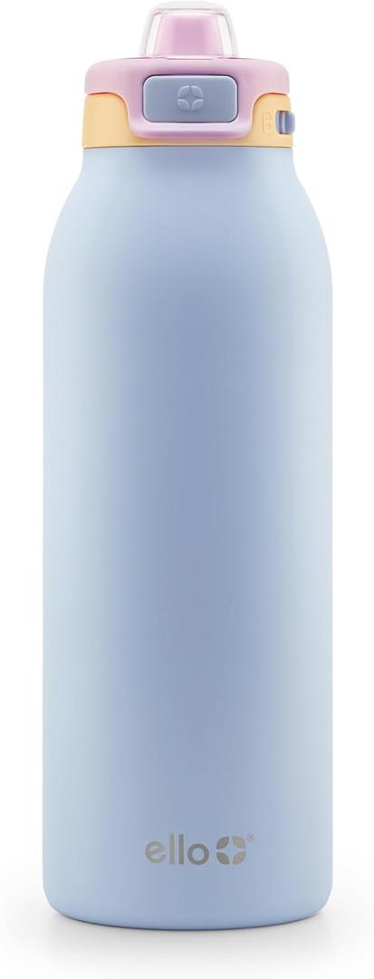 Ello Pop & Fill Insulated Stainless Steel Water Bottle with Quick Fill Lid, Leakproof Locking, Sip or Chug Spout, BPA-Free, Double Wall Vacuum Insulated for Sports, Travel & School- 22oz / 32oz / 40oz