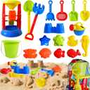 Beach Toys, 19 Piece Sand Toys Set Kids Sandbox Toys Includes Water Wheel Beach Tool Kit for Kids Ages 3-13