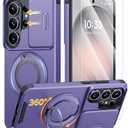 JAME for Samsung Galaxy S26 Ultra Case, Ring Holder Stand Kickstand, Slide Camera Cover with Screen Protector, Dual-Layer Shockproof Protective Magnetic Accessory Friendly S26 Ultra Phone Case, Purple