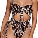 Viottiset Women's Cut Out Drawstring One Piece Swimsuit Cheeky High Cut Bathing Suit, L