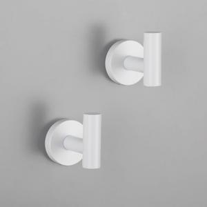 GERZWY Towel Hook Stainless Steel Robe Coat Hook Wall Mounted Luxury Hooks for Bathroom Hotel 2 Pack, White