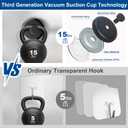 2 Pcs Matte Black Suction Cup Hooks for Shower, Bathroom, can be Installed on Smooth Glass Doors, Mirrors, Tiles loofahs, Towels, Coats, Bathrobes Hook Holders, can be Hung up to 15 lbs