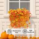 8PCS Hanging Fake Mums for Fall Decor,UV Resistant Artificial Flowers,Faux Mums for Outdoor Planters,Fall Flowers Artificial Decorations for Porch, Patio (OrangeYellow)