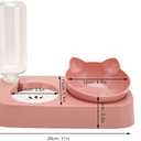 Double Dog Cat Bowls Water and Food Bowl Set Automatic Water Dispenser Pet Feeder for Small Size Dog(Pink)