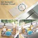 Consumest Sponge Holder for Kitchen Sink - Auto Draining Sink Caddy Organizer with Detachable Rack, High Brush Holder, Kitchen Countertop Storage Accessories, Sand Nickel