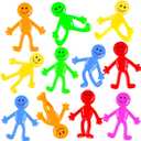 POPLAY 60PCS Smile Face Bendable Man, Stretchy Figures Party Favors Gooey Bendy Fidget Toys for Stress Relief, Classroom Exchange Prizes, Birthday Goodie Bag Stuffers