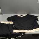 Women's 2 Piece Sets Summer Casual Short Sleeve Tops and Matching Drawstring Skort Going Out Lounge Outfits (X-Large, Black)