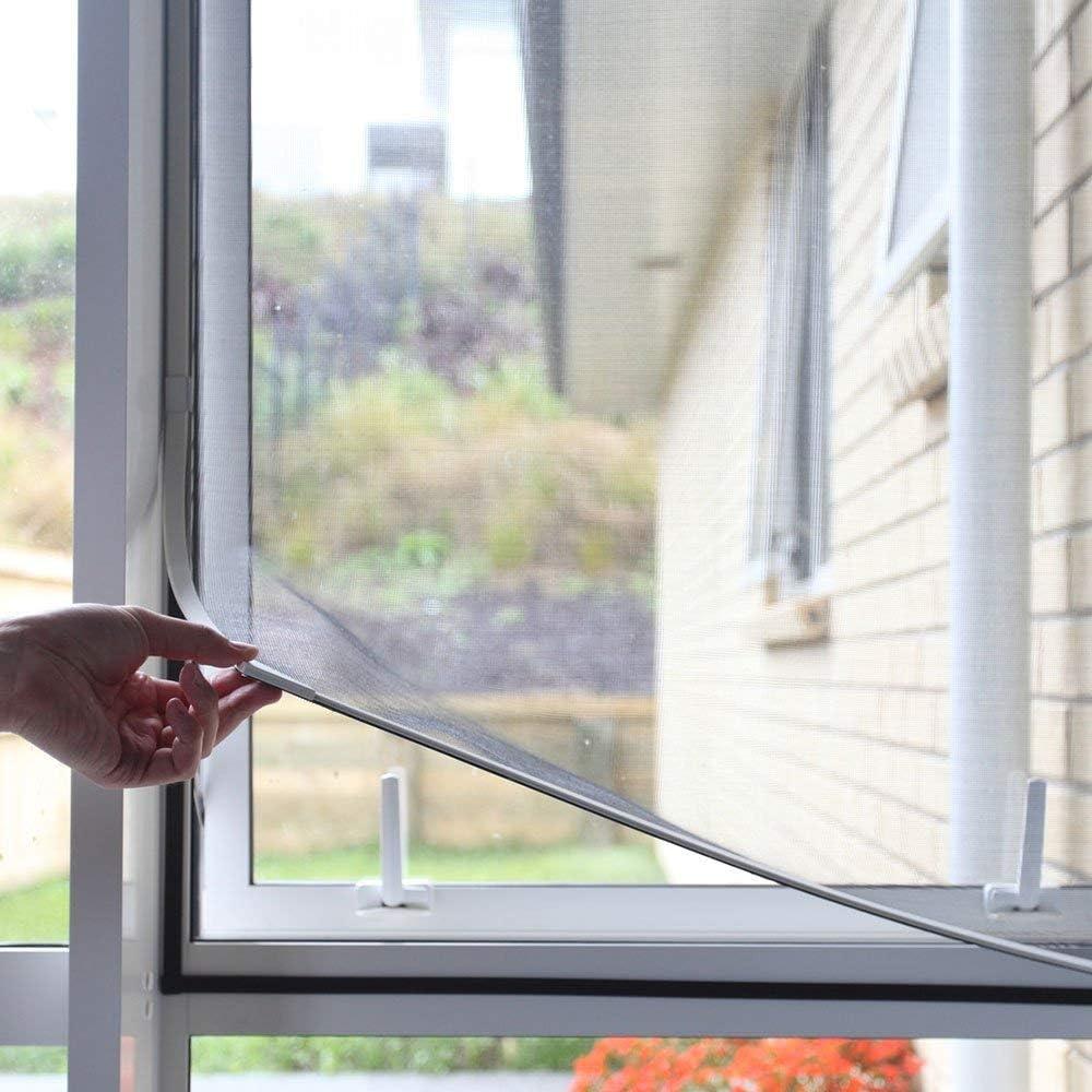NeatiEase Magnetic Window Screen, Adjustable DIY Window Net Max 24 x 32 with White Window Frames Fiberglass Mesh