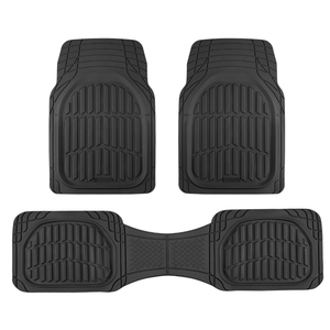Motor Trend FlexTough LITE Rubber Car Mats Full Set  All Weather Floor Mats for Trucks, Cars & SUVs  Automotive Waterproof Black Car Floor Mats for Cars Interior Accessories Universal TrimtoFit