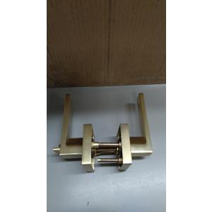 Door Handle Lock, Square Channel Privacy Interior Bedroom Room Bathroom Three-Bar Spherical(Gold) 8 pack