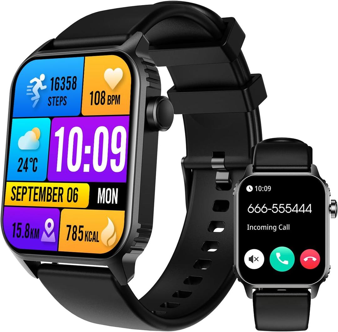 Smart Watch for Men Women(Answer/Make Call), 1.83" Smartwatch Fitness Tracker with Heart Rate/Sleep Monitor, SpO2, Pedometer - 100+ Sport Modes Activity Tracker for Android iOS Phones (1.83" Black)