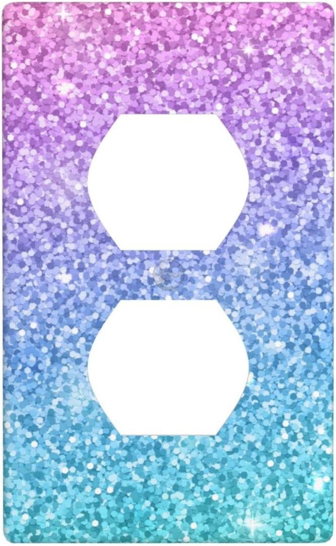 Outlet Covers Pink Blue Glitter Wall Plates 1-Gang Duplex Receptacle 4.5 X 2.76 Inch 1 Pack