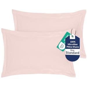 Royale Linens Pillow Shams 2 Pack Standard Size 20x26 Inch- Brushed 1800 Microfiber - Bed Pillow Shams, Wrinkle Resistant Super Soft and Cozy- Back Overlap Closure - Oxford Pillowcase (Standard, Pink)