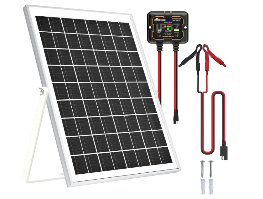 SOLPERK 10W Solar Panel Solar Battery Charger 12V Solar Panel Kit + MPPT Charge Controller, Suitable for Automotive, Motorcycle, Boat, ATV, Marine, RV, Trailer, Snowmobile, Off Grid System