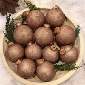 Yunlly 24 Pcs Textured Christmas Ball Ornaments 2.36'' Neutral Christmas Tree Decor Modern Vintage Brown Hanging Decor Shatterproof Home Ornaments for Rustic Large Farmhouse (Retro Brown)