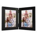 Giftgarden 3.5x5 Double Picture Frame, 3.5 by 5 Photo Hinged Folding Frames for Tabletop Display, Black