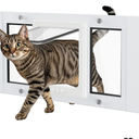 Cat Door for Window Weatherproof: Aluminum Frame Flap Pet Door Quick Fit Window Insert - Easy Adjustable to Fit Windows Width 15"-41" - 4 Secure Lock Modes with Magnetic Closure for Dog Cats