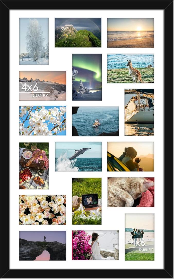 18x30 Picture Frame 4x6 Collage Picture Frame Displays Eighteen 4x6 inch Photos Collage Wall Decor Wall Hanging Black