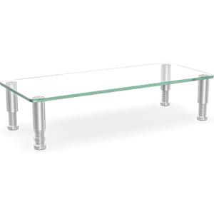 Hemudu Clear Computer Monitor Riser with Height Adjustable Multi Media Desktop Stand for Flat Screen LCD LED TV, Laptop/Notebook/Xbox One,HD01T-001