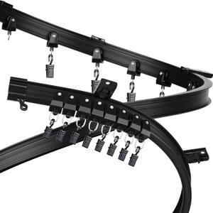 Black Flexible Bendable Ceiling Curtain Track, Curved Ceiling Track for Curtains, Room Divider Ceiling Track Rail System(5 m/ 16.4 ft)