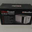 Mueller UltraToast Full Stainless Steel Toaster 4 Slice, Long Extra-Wide Slots for Bagels and Waffles, 6 Browning Levels, LED Display, Cancel/Defrost/Reheat Functions & Removable Tray, Kitchen Gadgets