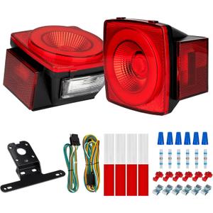 12V Square LED Trailer Light Kit Stop Turn Tail Brake Running License Lights with Wiring Kit for Trailers, Trucks, RVs, Boats, Campers