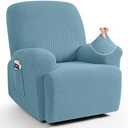 TAOCOCO Recliner Cover 4-Pieces, Recliner Stretch Sofa Slipcover, Recliner Cover 1 Seat, Couch Protector Soft, Furniture Protector Covers with Elastic,Chair Covers Jacquard Pattern (Dusty Blue)