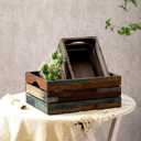 TIMRIS Set of 3 Rustic Distressed Wood Nesting Crates, Farmhouse Decorative Wooden Storage Boxes, Large Vintage Reclaimed Wood Baskets for Display (Random)