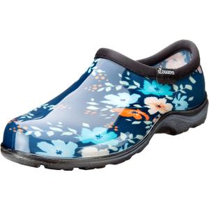 Sloggers Original Waterproof Rain and Garden Shoe for Women Outdoor Slip-On Garden Clog - Made in The USA with Premium Comfort Insole and Arch Support - Blue Floral Fun Print, Size 10
