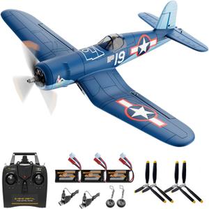 Volantexrc Brushless RC Planes, 4 Channel F4U Corsair RTF RC Airplane Fighter, 6-Axis Gyro wiih 3 Flight Modes, One-Key Aerobatic, Wingspan 500mm Fuselage 396mm, with 3 Batteries, Ideal Park Flyer, 19.69 x 3.94 x 15.75 inches