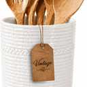 Handcrafted Cooking Utensil Holder, Extra-Large Crock, White