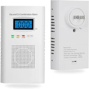 Combination Gas & Carbon Monoxide Detectors - Plug in Carbon Monoxide Alarm & Natural Gas Detector for Home, 2-in-1 Co Detector & Combustible Gas Detector with Digital Display, Easy to Install