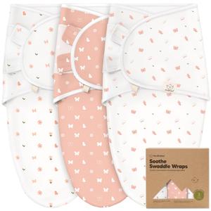3-Pack Organic Baby Swaddle Sleep Sacks - Swaddles for Newborns, Infant 0-3 Months, Baby Girls, Boys, Soft & Snug Newborn Sleep Sack, Nursery Swaddling Blankets (Butterflies) (One Size)