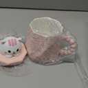 Mark Cup with a Straw Animal Print Stuff Gifts 14oz Ceramic Tea Coffee Cup Kawaii Mugs Funny Animal Mug Cat Mug Birthday Gifts for Women Girls Kids Lovers (Pink-Cat)