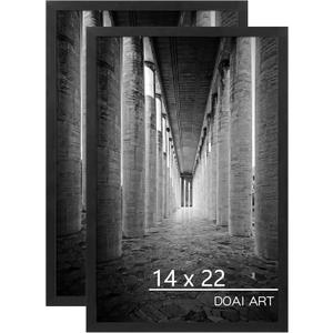 DOAI ART 14x22 Picture Frame 2 Pack, Black 14x22 Poster Frames for Horizontal or Vertical Wall Mounting, Scratch-proof Safe and Artistic Large Photo Frame Wall Art