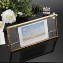 JUXYES Tabletop Business License Frame Brass License Certificate Display Frame, Double Glass Floating Diploma Frames, Desktop Golden Graduation Frames for 4x9 and 3.5x8.5 Certificate Business