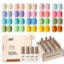GAOY 23 Pcs Gel Nail Polish Kit, Pastel Macaron Colors Bright Pink Green Yellow Blue Popular Colors UV Gel Nail Polish Set with Glossy & Matte Top Coat and Base Coat for Nail Art DIY Gel Nail Kit